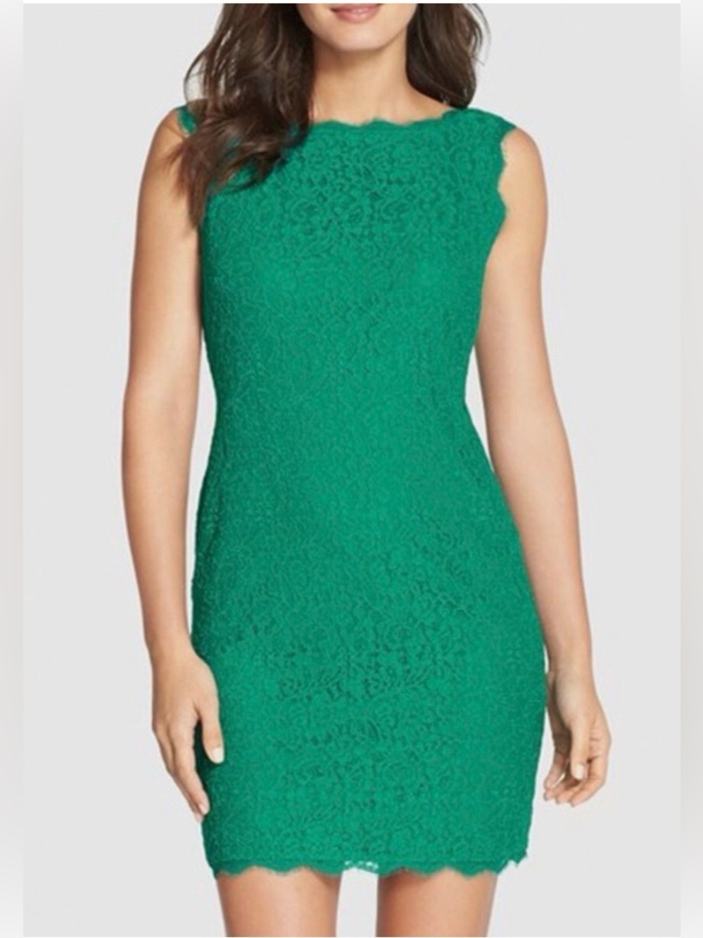 Adrianna Papell Green Sleeveless Green Lace Sheath Dress M